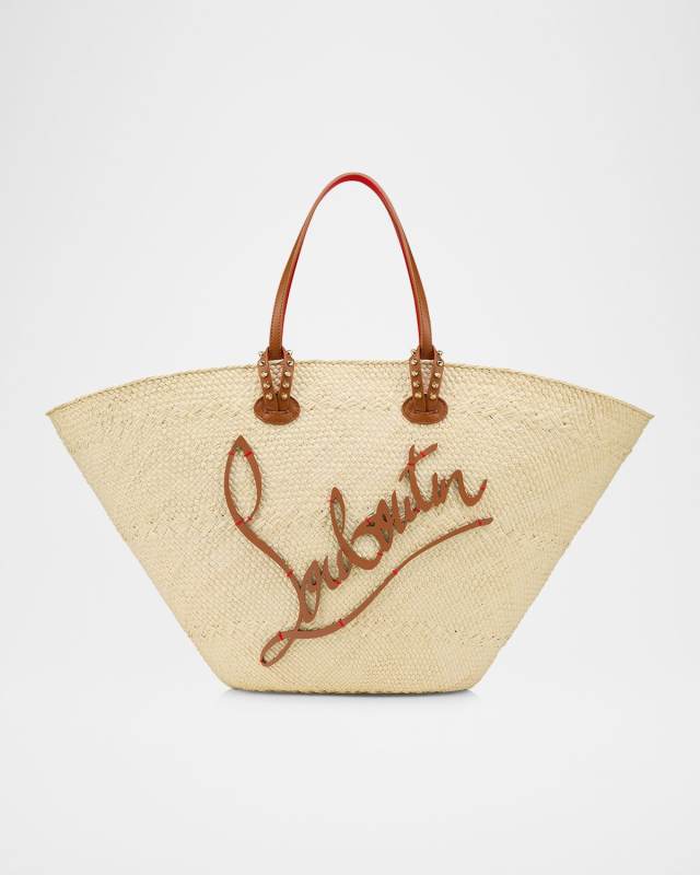 Cabata Large Basket Tote Bag in Raffia and Leather